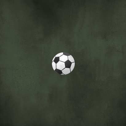 Uitnodiging communiefeest jongen voetbal slingers foto Achterkant