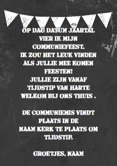 Uitnodiging communiefeest Uni 3