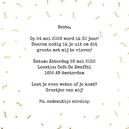 Uitnodiging confetti feest eighties 3