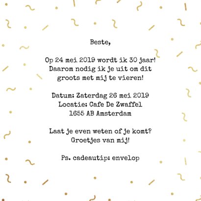 Uitnodiging confetti feest eighties 3