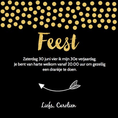 Uitnodiging confetti goud fotocollage 3