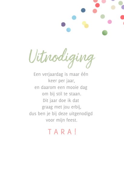 Uitnodiging confetti kaart 3