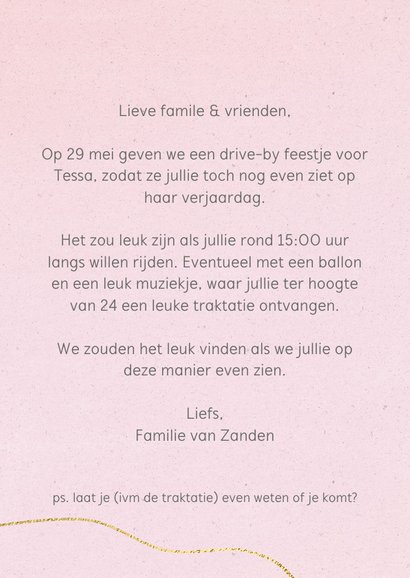 uitnodiging drive in kinderfeestje meisje 3