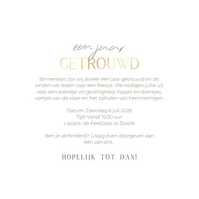 Uitnodiging een jaar getrouwd met eucalyptus en foto 3