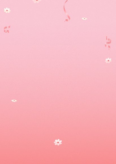 Uitnodiging eigen foto hartjes en bloesem 3d ballonnen Achterkant