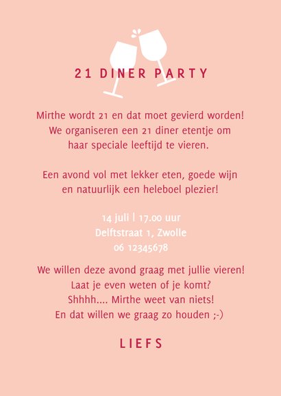 Uitnodiging etentje food drinks borrel 21 diner feestje 3