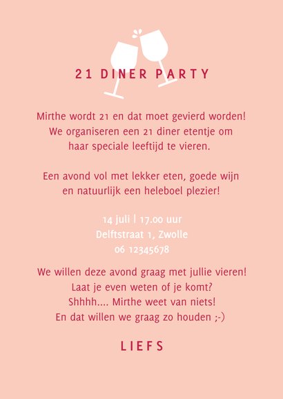 Uitnodiging etentje food drinks borrel 21 diner feestje 3