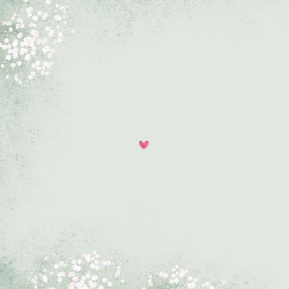 Uitnodiging eucalyptus, klokwinde en gipskruid Achterkant