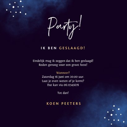 Uitnodiging examenfeest geslaagd neon en confetti 3