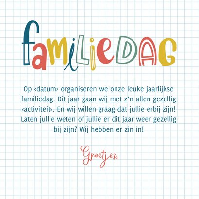 Uitnodiging - Familiedag tekst 3