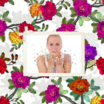 Uitnodiging feest bord en bloemen 2