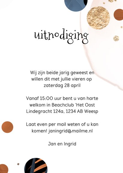 Uitnodiging feest confetti champagne glazen 3
