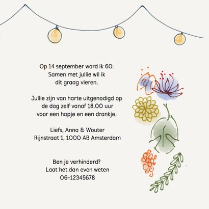 Uitnodiging feest Flowers 3