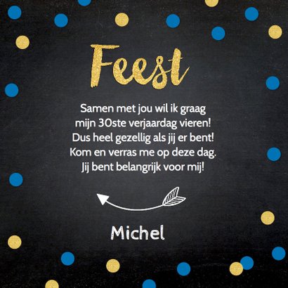 Uitnodiging feest foto blauwe confetti 3