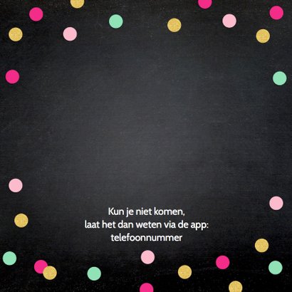 Uitnodiging feest foto roze confetti 2
