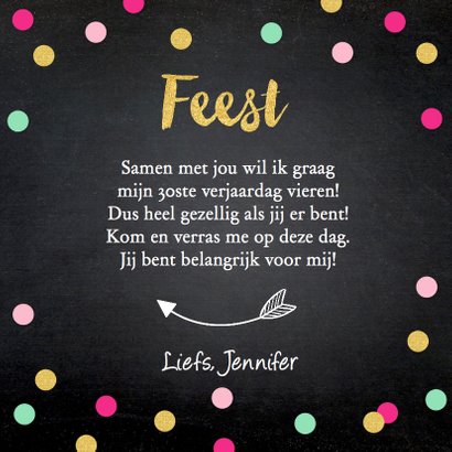 Uitnodiging feest foto roze confetti 3