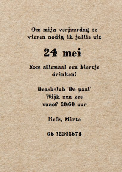 Uitnodiging feest - kraft met label 3