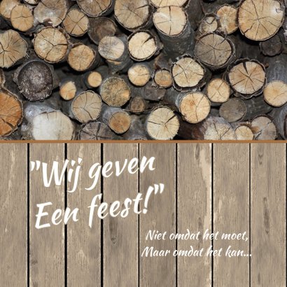 Uitnodiging feest label en hout 2