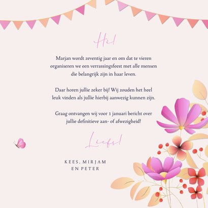 Uitnodiging feest prachtige geïllustreerde zomerse bloemen 3