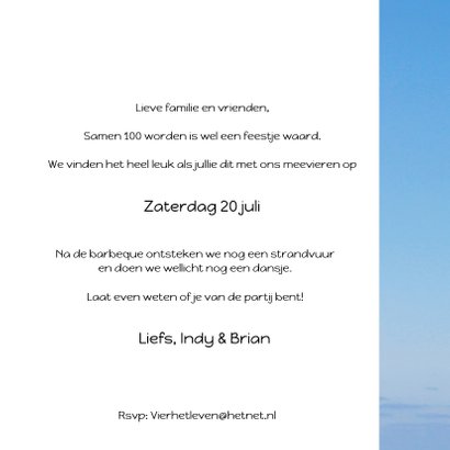 Uitnodiging feest wegwijzer blauwe lucht 3