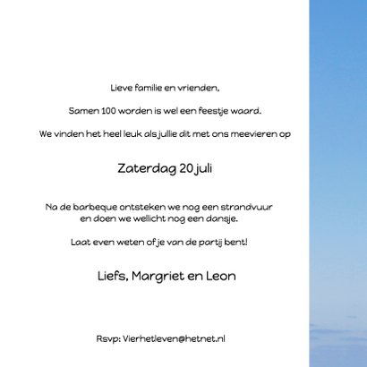 Uitnodiging feest wegwijzer blauwe lucht 3