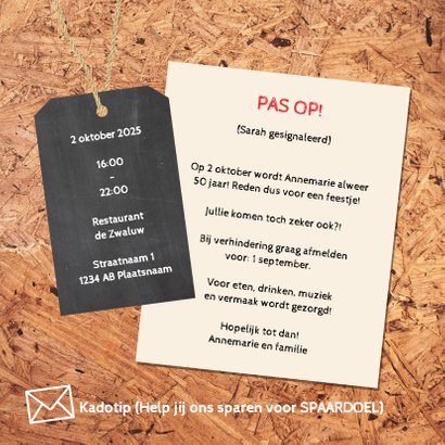 Uitnodiging feest XX jaar - DH 3