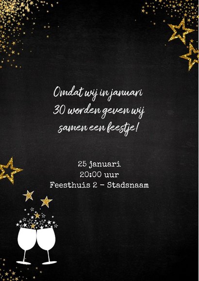 Uitnodiging feestelijke foto kaart met gouden versiering 2