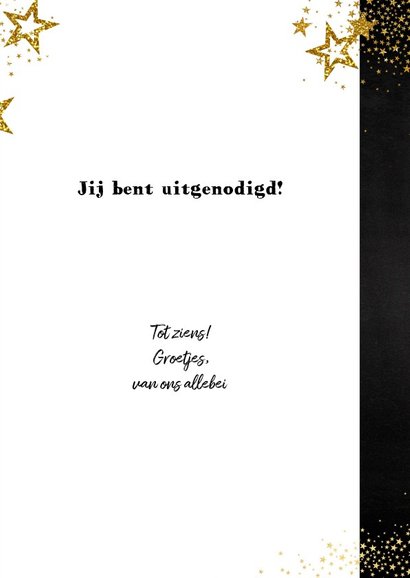 Uitnodiging feestelijke foto kaart met gouden versiering 3