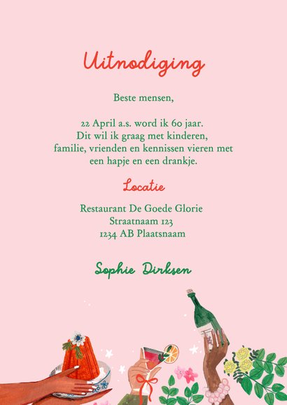 Uitnodiging feestje 50 bloemen en cocktails lente 3