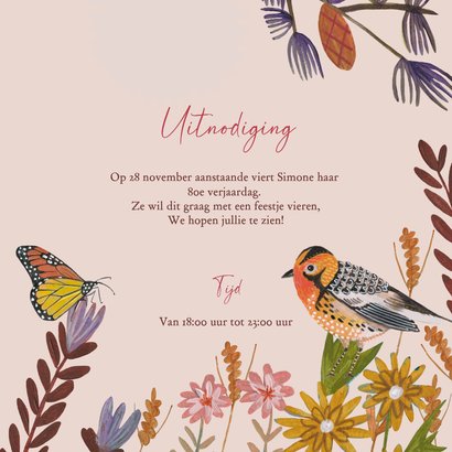 Uitnodiging Feestje 60 Bloemen Botanisch Herfst 3