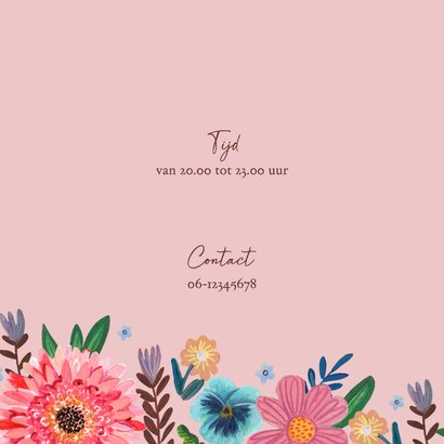 Uitnodiging feestje 70 bloemen botanisch lente 2