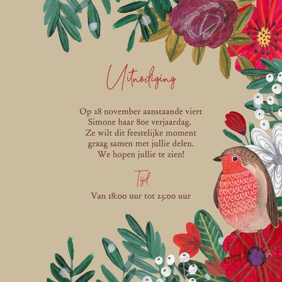 Uitnodiging Feestje 75 Bloemen Botanisch Winter 3
