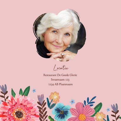 Uitnodiging feestje 80 bloemen botanisch lente 2