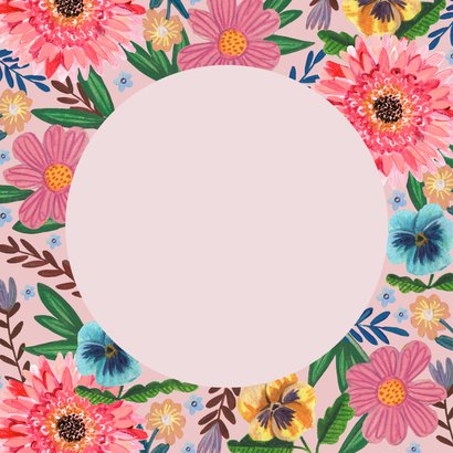 Uitnodiging feestje 80 bloemen botanisch lente Achterkant