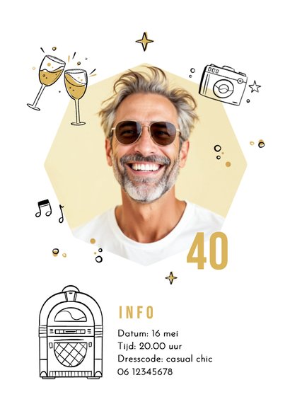 Uitnodiging feestje algemeen verjaardag discobol doodle 2