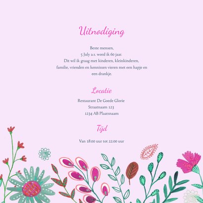 Uitnodiging Feestje Bloemen Botanisch 60 3