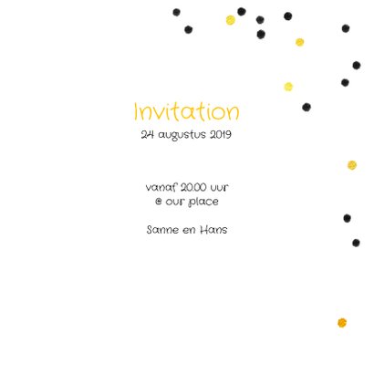 Uitnodiging feestje hip goud confetti 3