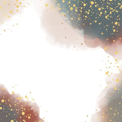 Uitnodiging feestje huwelijksjubileum waterverf en goud Achterkant