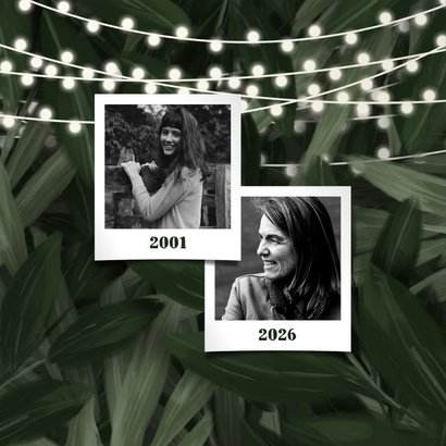 Uitnodiging feestje jungle bladeren met lampjes 2