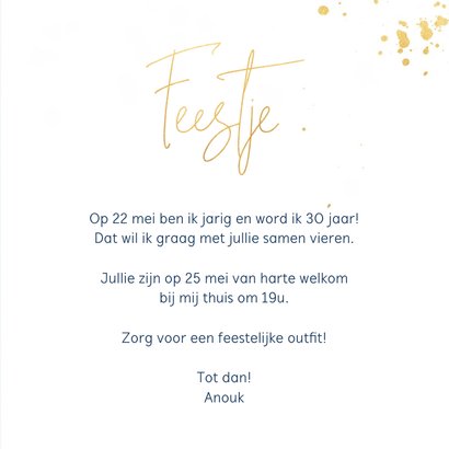 Uitnodiging feestje met goudlook 3