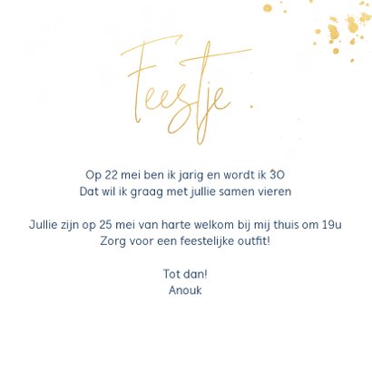 Uitnodiging feestje met goudlook 3
