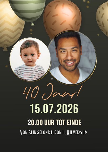 Uitnodiging feestje trendy 3d ballonnen aanpasbare leeftijd 2