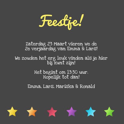 Uitnodiging feestje tweeling 3