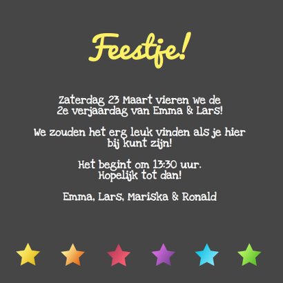 Uitnodiging feestje tweeling 3