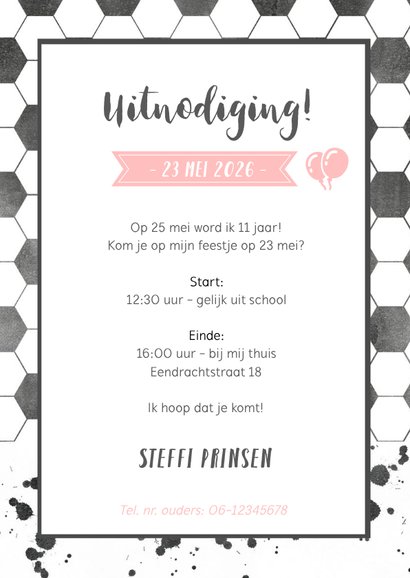 Uitnodiging feestje - Voetbal meisje met eigen foto 3