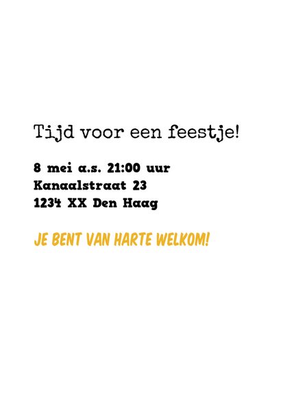 Uitnodiging feestje zwart wit 3