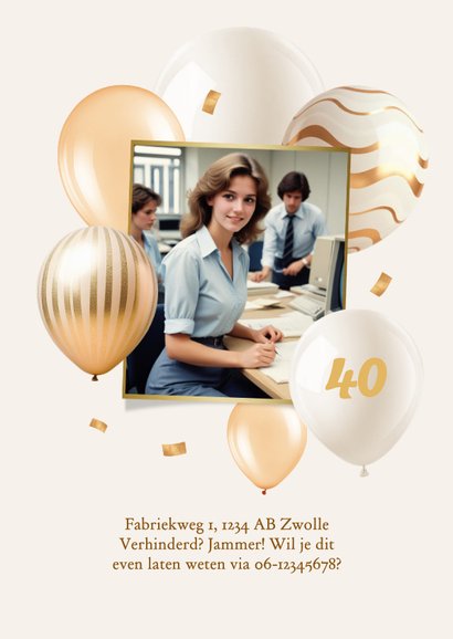Uitnodiging feestjelijk jubileum 40 jaar in dienst goud 2