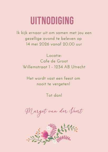 Uitnodiging folk illustraties met bloemen 3