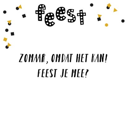 Uitnodiging fotocollage feest confetti zwart goud 2