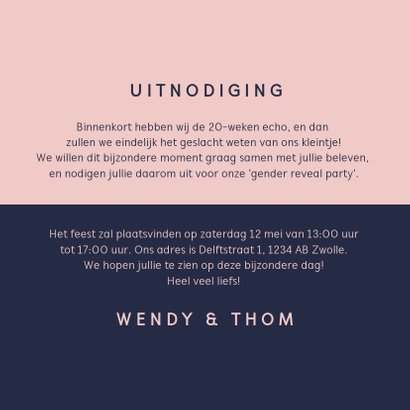 Uitnodiging gender reveal modern typografisch 3